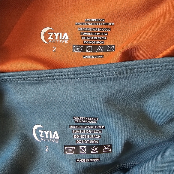 Zyia Active Women's Size 2 Lot 2 Pair Leggings Orange Teal 24 Inch 7/8 Ankle - Picture 4 of 10